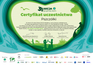 Oficjalny certyfikat z fundacji "Nasza Ziemia" dla grupy za udział w akcji Sprzątanie Świata 2024. .