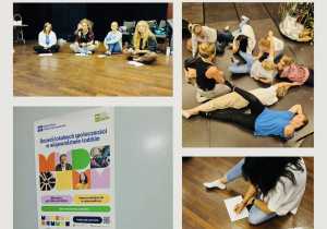 kolaż zdjęć z warsztatów teatralnych i logotypy sponsorów