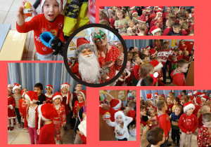 kolaż zdjęć z mikołajkowego spotkania w szatni